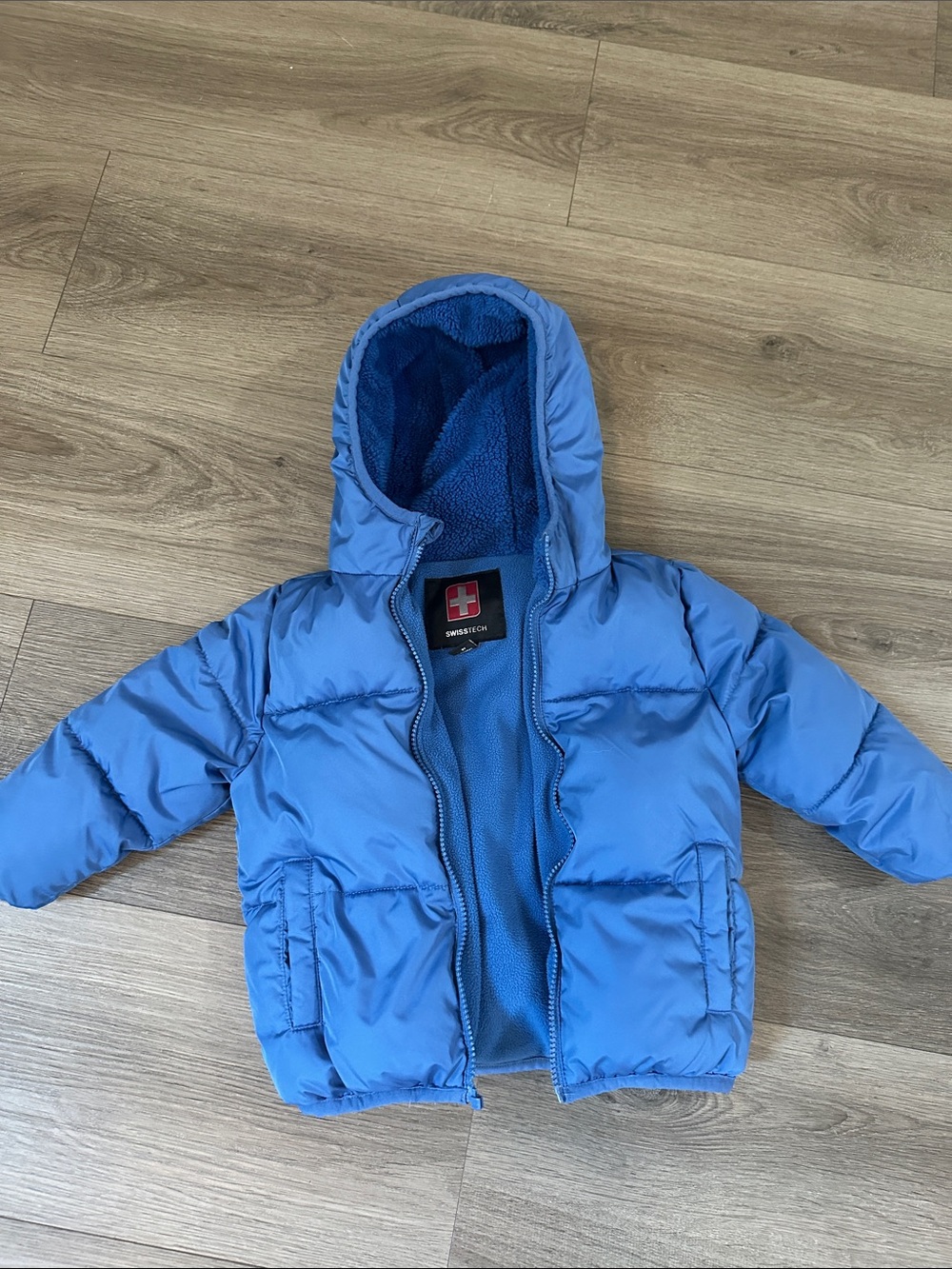 Swiss Tech Light Blue Hooded Puffer Jacket for Kids